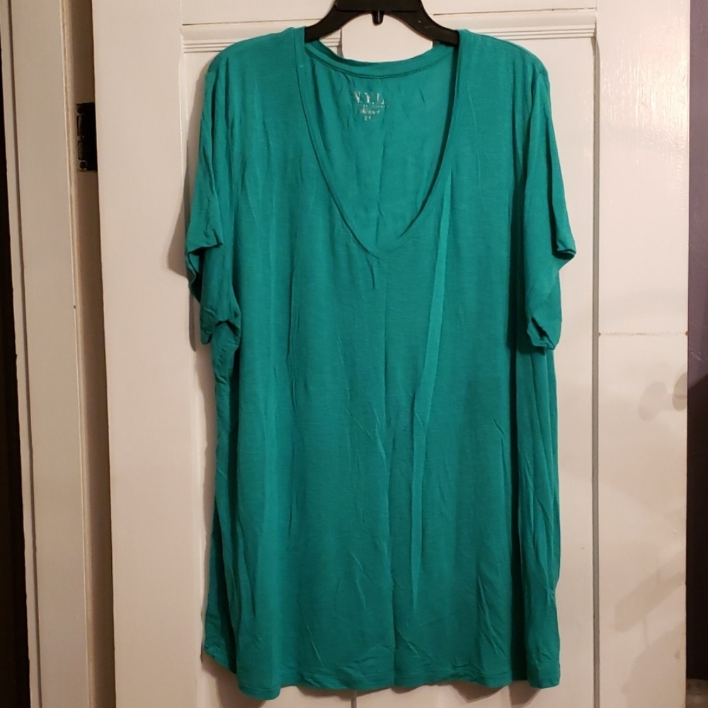 Teal Vneck Tee
